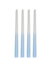 Velas cónicas Dubli, 4 uds., Cera, Azul, blanco, Ø 2 x Al 31 cm