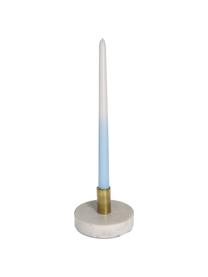 Velas cónicas Dubli, 4 uds., Cera, Azul, blanco, Ø 2 x Al 31 cm