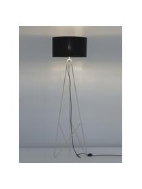 Vloerlamp Jessica in zwart-goudkleur, Lampenkap: textiel, Lampvoet: verkoperd metaal, Zwart, koperkleurig, Ø 45 x H 155 cm