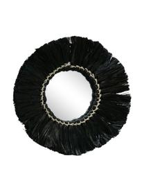 Okrągłe ręcznie wykonane lustro ścienne Mamesa, 2 elem., Metal, szkło lustrzane, Czarny, beżowy, Ø 25 cm