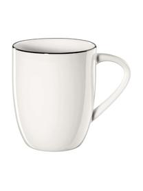 Tazas de café Á Table Ligne Noir, 4 uds., Porcelana Fine Bone China (fina de hueso)
Fine Bone China es una pasta de porcelana fosfática que se caracteriza por su brillo radiante y translúcido., Blanco, negro, Ø 9 x Al 9 cm