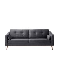 Sofa z aksamitu z nogami z drewna bukowego Alva (3-osobowa), Tapicerka: aksamit (wysokiej jakości, Nogi: lite drewno bukowe, barwi, Aksamitny ciemny szary, S 215 x G 92 cm