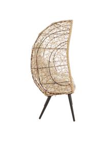 Garten-Loungesessel Marley aus Kunststoff-Geflecht, Gestell: Aluminium, pulverbeschich, Sitzfläche: Synthetikfasern, Bezug: Polyester, Beige, Creme, Schwarz, B 87 x T 70 cm