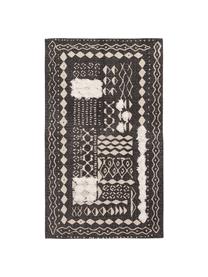 Dywan z bawełny z wypukła strukturą w stylu boho  Boa, 100% bawełna, Czarny, biały, S 150 x D 200 cm (Rozmiar S)