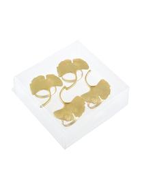 Kroužky na ubrousky Ginkgo, 4 ks, Potažený kov, Zlatá, Ø 5 cm, V 4 cm