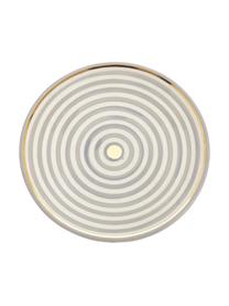 Handgemaakt Marokkaans dinerbord Assiette met goudkleurige rand, Keramiek, Lichtgrijs, crèmekleurig, goudkleurig, Ø 26 x H 2 cm