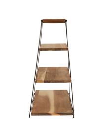 Etagere Serve mit Platten aus Akazienholz, Gestell: Metall, lackiert, Akazienholz, Schwarz, B 50 x H 54 cm