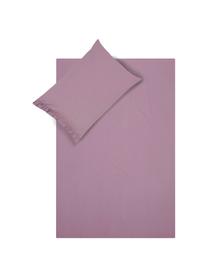 Set lenzuola in cotone con volant Ruffle, Malva, 150 x 290 cm + 1 federa + 1 lenzuolo