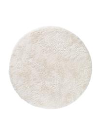 Tapis rond blanc poils longs Lea, Blanc