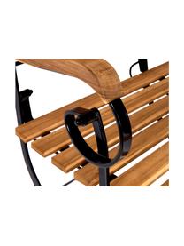 Banco con reposabrazos de exterior plegable Parklife, Asiento: madera de acacia aceitada, Estructura: metal galvanizado con pin, Negro, acacia, An 111 x F 59 cm