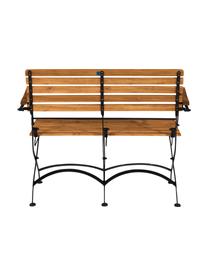 Banco con reposabrazos de exterior plegable Parklife, Asiento: madera de acacia aceitada, Estructura: metal galvanizado con pin, Negro, acacia, An 111 x F 59 cm