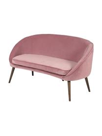 Fluwelen bank Safir (2-zits) in roze met houten poten, Bekleding: polyester fluweel, Poten: gebeitst walnoothout, Fluweel frambooskleurig, B 136  x D 66 cm