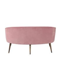 Fluwelen bank Safir (2-zits) in roze met houten poten, Bekleding: polyester fluweel, Poten: gebeitst walnoothout, Fluweel frambooskleurig, B 136  x D 66 cm