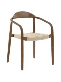 Židle s područkami z masivního dřeva Nina, Hnědá, béžová