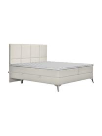 Prémiová sametová boxspring postel  s úložným prostorem Cube, Béžová, 140 x 200 cm, stupeň tvrdosti H3