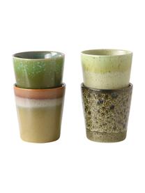 Handgemachte XS Becher 70's im Retro Style, 4er-Set, Steingut, Bunt, Ø 8 x H 8 cm, 200 ml