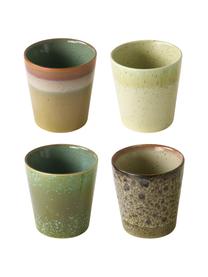 Handgemaakte XS bekersset 70's in retro stijl, 4-delig, Keramiek, Multicolour, Ø 8 x H 8 cm, 200 ml