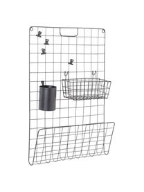 Gitter-Pinnwand-Set Ulf, 7-tlg., Metall, lackiert, Schwarz, 50 x 72 cm