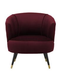 Fauteuil cocktail en velours rouge Ella, Pourpre, larg. 74 x prof. 78 cm