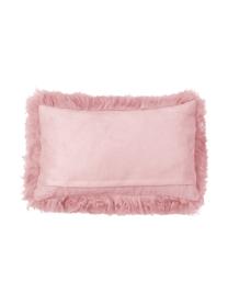Poszewka na poduszkę ze skóry jagnięcej o długim włosiu Ella, Różowy, S 30 x D 50 cm