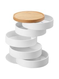 Coffret à bijoux avec couvercle en bois Tosca, 5 niveaux, Blanc, bois clair, Ø 10 x haut. 13 cm