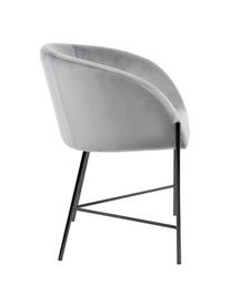 Krzesło tapicerowane z aksamitu Nelson, Tapicerka: aksamit poliestrowy Dzięk, Nogi: metal lakierowany, Szary, czarny, S 56 x G 55 cm