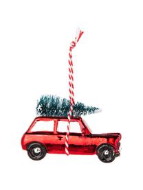 Boomhangers Car, 2 stuks, Ophanglus: wol, Kerstrood, groen, wit, 7 x 4 cm