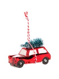 Boomhangers Car, 2 stuks, Ophanglus: wol, Kerstrood, groen, wit, 7 x 4 cm