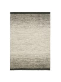 Tapis en laine beige jaune tissé main Lule, Vert foncé, beige