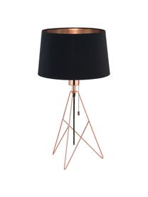 Grote tafellamp Camporale in koper, Lampvoet: gelakt staal, Zwart, koperkleurig, Ø 30 x H 56 cm