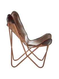 Leder-Sessel Butterfly, Bezug: Rindsleder, Gestell: Metall, lackiert, Braun, 80 x 87 cm
