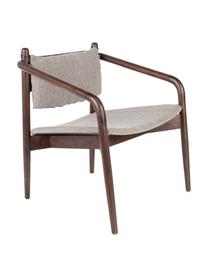 Sillón de madera de acacia Torrance, Tapizado: 100% poliéster Alta resis, Marrón oscuro, gris, An 64 x F 67 cm