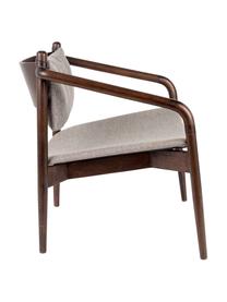 Sillón de madera de acacia Torrance, Tapizado: 100% poliéster Alta resis, Marrón oscuro, gris, An 64 x F 67 cm