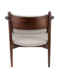 Loungefauteuil Torrance van acaciahout, Bekleding: 100% polyester, Frame: massief rubberhout, Donkerbruin, grijs, B 64 x D 67 cm