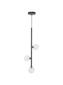 Hanglamp Emily van glas, Baldakijn: gepoedercoat metaal, Zwart, B 30 x H 90 cm