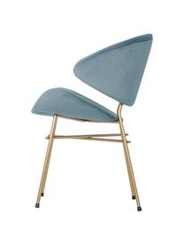 Silla tapizada en terciopelo Cheri, tapizado hidrófugo, Tapizado: 100% poliéster (tercipelo, Asiento: tablero de madera contrac, Estructura: acero con pintura en polv, Terciopelo azul claro, latón, An 57 x F 55 cm