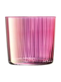 Sada ručně foukaných sklenic s reliéfem Gems, 4 díly, Foukané sklo, Odstíny růžové a fialové, Ø 8 cm, V 7 cm, 300 ml