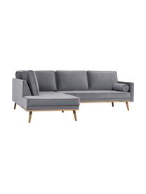 Samt-Ecksofa Saint (3-Sitzer) in Grau mit Eichenholz-Füßen, Bezug: Samt (Polyester) Der hoch, Gestell: Massives Eichenholz, Span, Samt Grau, B 243 x T 220 cm