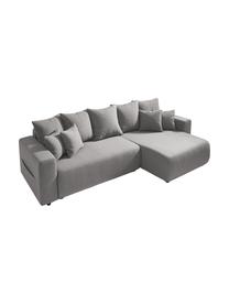 Sofa narożna z funkcją spania i miejscem do przechowywania Elvi, Tapicerka: poliester z powłoką hydro, Nogi: tworzywo sztuczne, Jasny szary, S 282 x G 153 cm