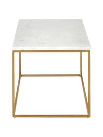 Tavolino da salotto in marmo Alys, Struttura: metallo verniciato a polv, Bianco marmorizzato, dorato, Larg. 80 x Prof. 45 cm