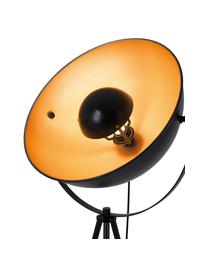 Tripod vloerlamp Bernice, Lampenkap: gecoat metaal, Lampvoet: gecoat metaal, Zwart, oranje, H 150 cm