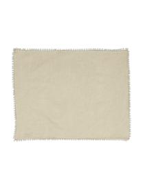 Manteles individuales de lino Pom Pom, 2 uds., Lino, Beige, An 35 x L 45 cm