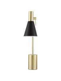 Lámpara de escritorio Sia, Cable: cubierto en tela, Negro, latón, Ø 13 x Al 63 cm