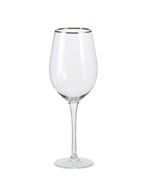 Verre à vin transparent avec bord doré Chloe, 4 pièces, Verre, Transparent, couleur dorée, Ø 9 x haut. 26 cm