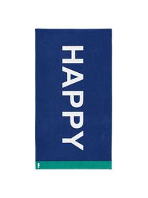 Strandtuch Happy, 100% Velours (Baumwolle)
mittelschwere Stoffqualität, 420 g/m², Blau, Weiß, Grün, 100 x 180 cm