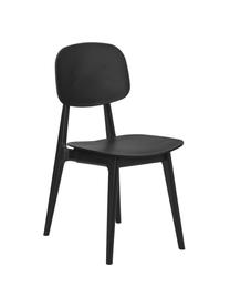 Kunststoffen stoelen Smilla, 2 stuks, Zitvlak: kunststof, Poten: gepoedercoat metaal, Mat zwart, B 43 x D 49 cm