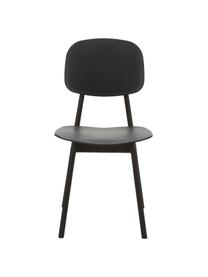 Kunststoffen stoelen Smilla, 2 stuks, Zitvlak: kunststof, Poten: gepoedercoat metaal, Mat zwart, B 43 x D 49 cm