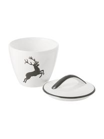 Handbeschilderde suikerpot gourmet Grey Deer, Keramiek, Grijs, wit, Ø 9 cm