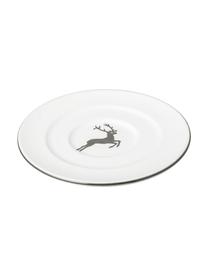 Handbemalte Untertasse Gourmet Grauer Hirsch, Keramik, Grau,Weiss, Ø 16 cm