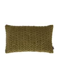 Cuscino imbottito in velluto verde cedro con superficie arruffata Smock, Rivestimento: 100% velluto di cotone, Verde cedro, Larg. 30 x Lung. 50 cm